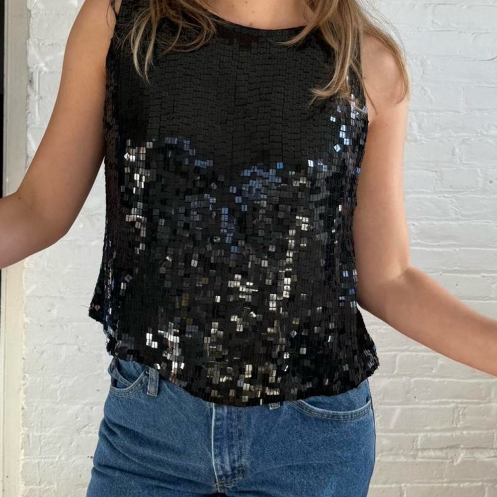 Vintage Black Sequin Tank